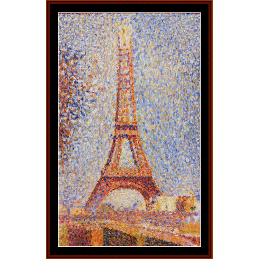 Counted Cross Stitch Pattern – Eiffel Tower by Georges Seurat - Cross Stitch Collectibles