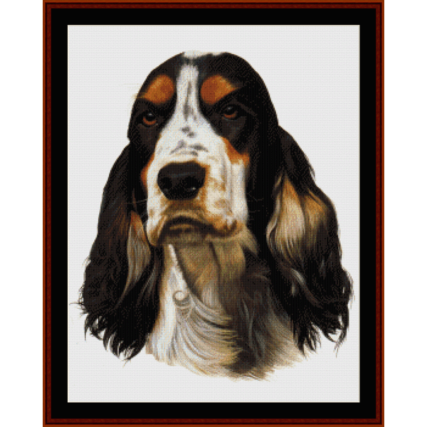 Counted Cross Stitch Pattern by Cross Stitch Collectibles  depicting the head of an English Cocker Spaniel 