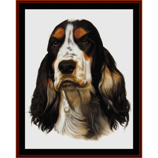 Counted Cross Stitch Pattern by Cross Stitch Collectibles  depicting the head of an English Cocker Spaniel 