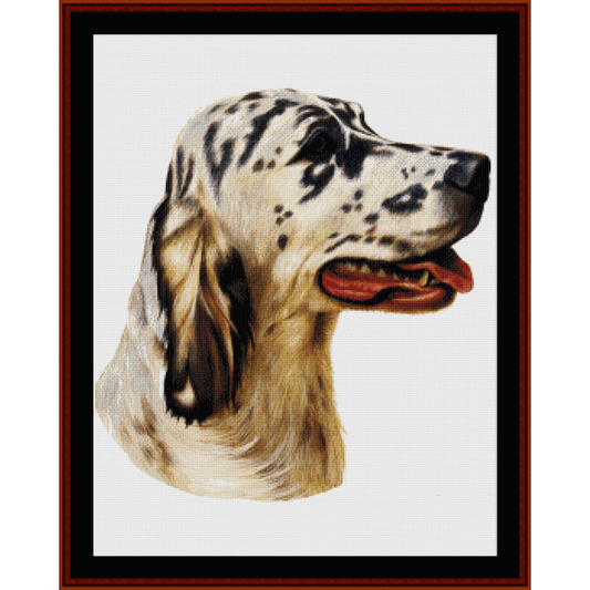 Counted Cross Stitch Pattern by Cross Stitch Collectibles  depicting the head of an English Setter dog 