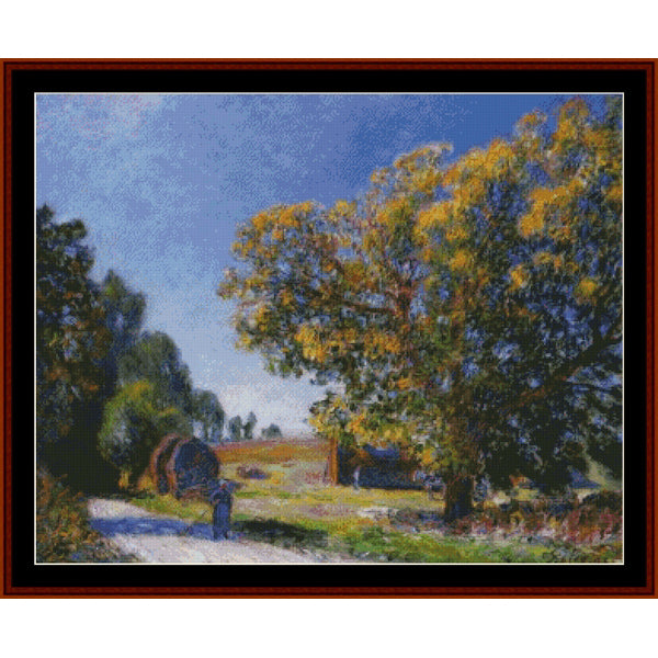 Counted Cross Stitch Pattern – Fields Around the Forest by Alfred Sisley - Cross Stitch Collectibles