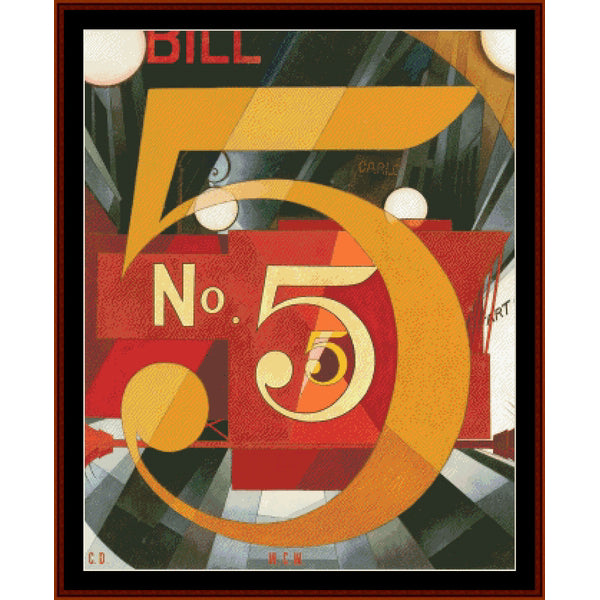 Counted Cross Stitch Pattern by Cross Stitch Collectibles of a number '5' with geometric shapes and bold colors.