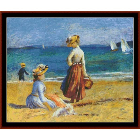 Counted Cross Stitch Pattern by Cross Stitch Collectibles of people on a beach with sailboats in the background