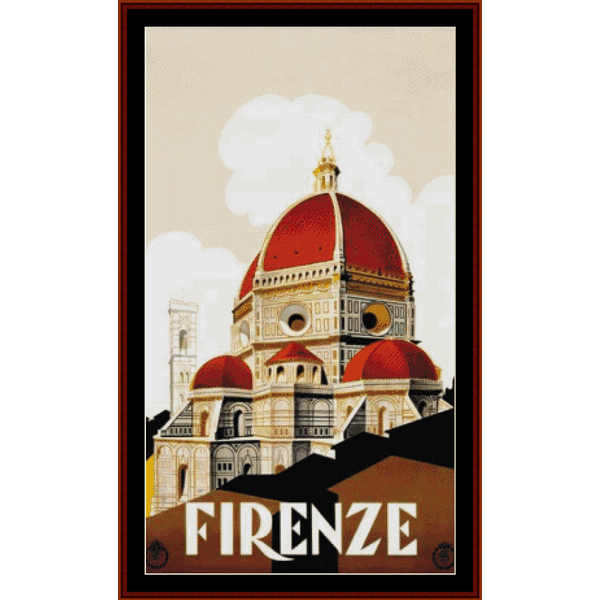 Counted Cross Stitch Pattern by Cross Stitch Collectibles depicting the Duomo di Firenze (Florence Cathedral) with the word 'FIRENZE' at the bottom.