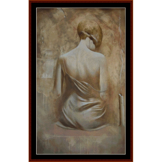 Counted Cross Stitch Pattern by Cross Stitch Collectibles with a textured design of a draped figure on a white background