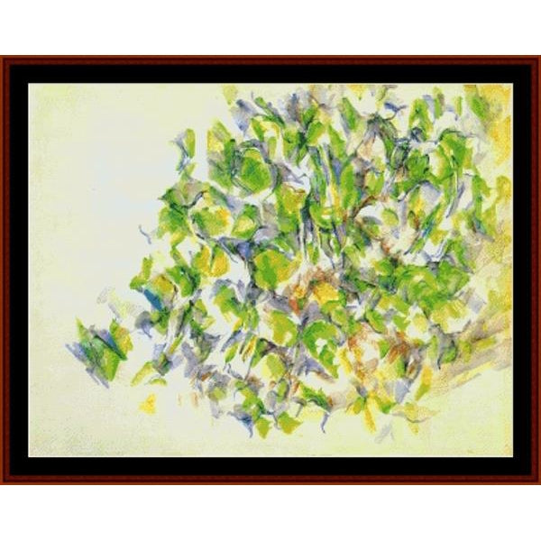 Abstract art Counted Cross Stitch Pattern by Cross Stitch Collectibles with green, blue, and yellow colors on a beige background