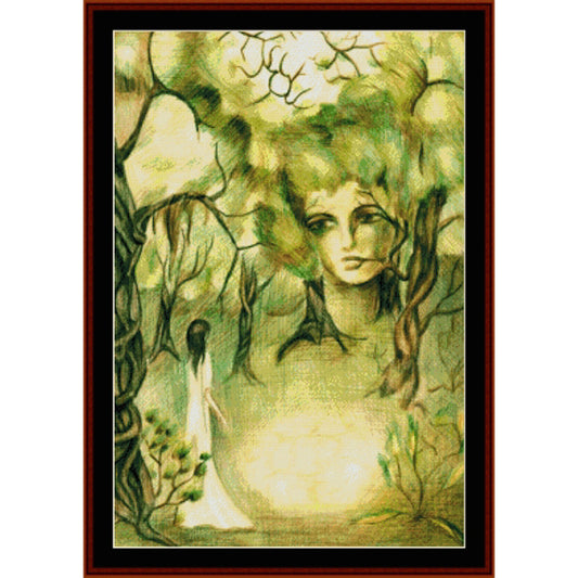 Counted Cross Stitch Pattern by Cross Stitch Collectibles of a woman intertwined with nature elements