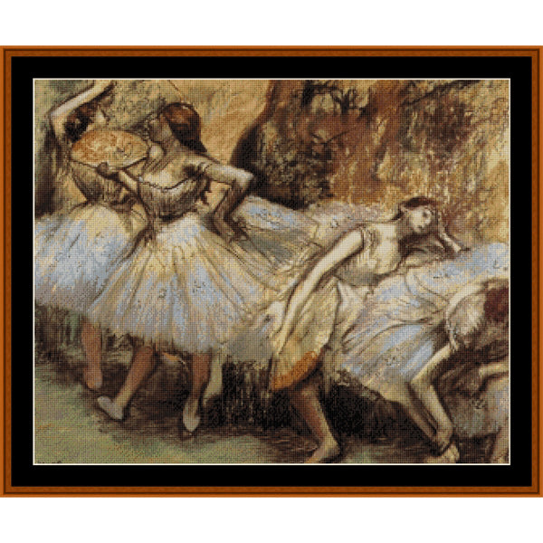 Counted Cross Stitch Pattern by Cross Stitch Collectibles of dancers in a classical style with a warm color palette.