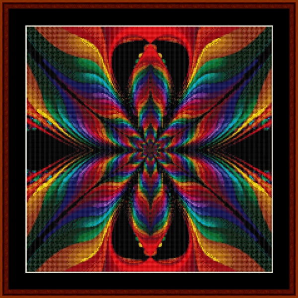 Colorful abstract Counted Cross Stitch Pattern by Cross Stitch Collectibleswith a butterfly-like pattern