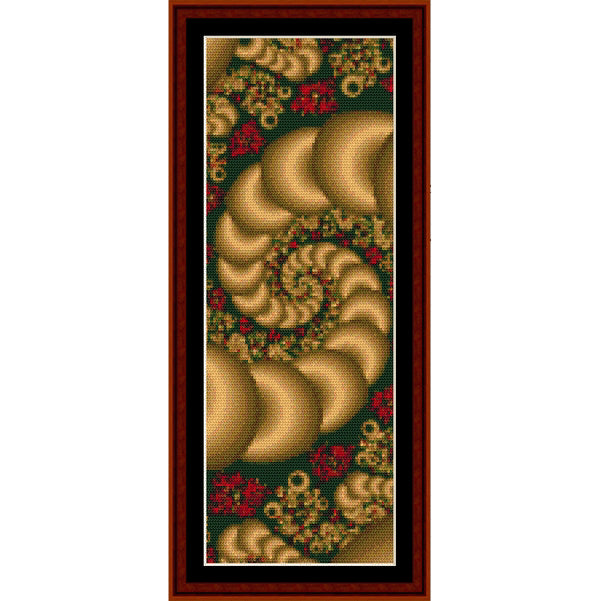 Counted Cross Stitch Pattern by Cross Stitch Collectibles with spiral pattern and floral elements