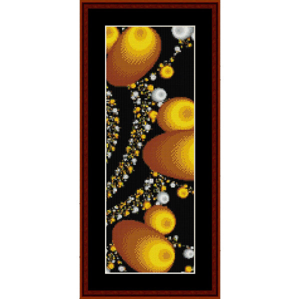 Decorative bookmark Counted Cross Stitch Pattern by Cross Stitch Collectibles with orange and yellow abstract design on a black background