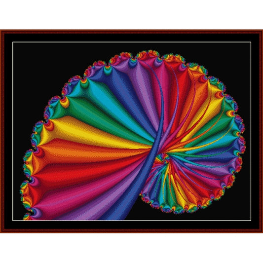 Colorful spiral Counted Cross Stitch Pattern by Cross Stitch Collectibles on a black background