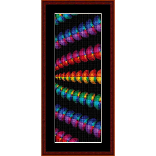 Counted Cross Stitch Pattern by Cross Stitch Collectibles of colorful abstract patterns on a black background