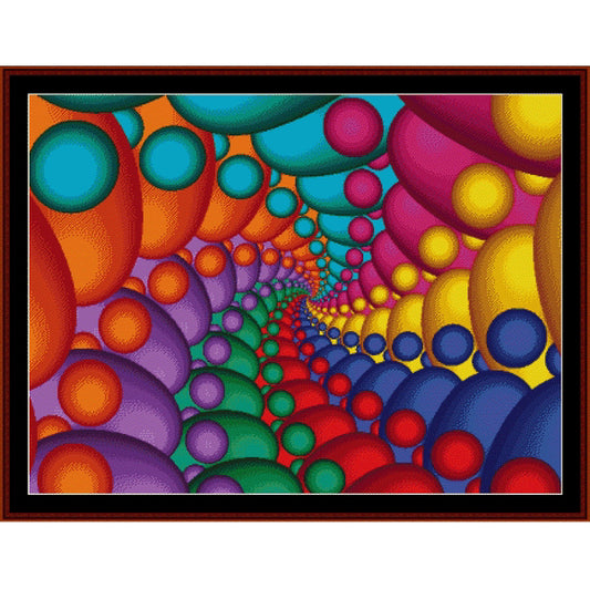 Colorful abstract Counted Cross Stitch Pattern by Cross Stitch Collectibles  with various circular shapes and patterns