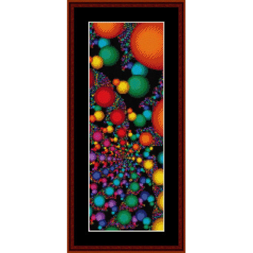 Counted Cross Stitch Pattern by Cross Stitch Collectibles of colorful abstract spheres on a black background