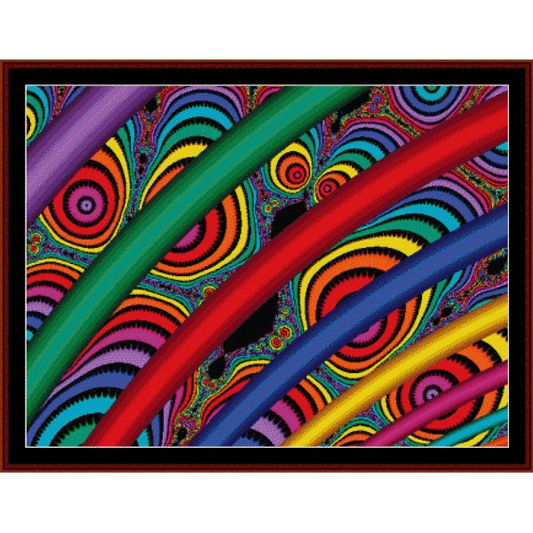 Colorful abstract Counted Cross Stitch Pattern by Cross Stitch Collectibles with concentric circles and stripes