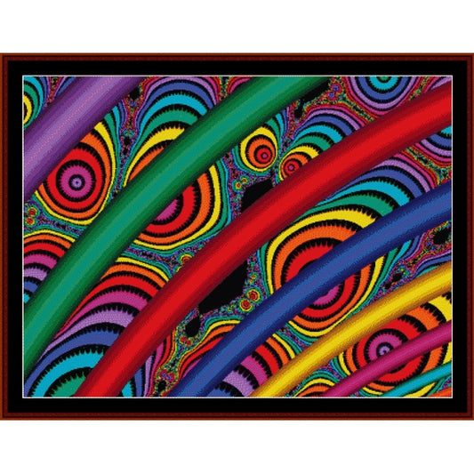 Colorful abstract Counted Cross Stitch Pattern by Cross Stitch Collectibles with concentric circles and stripes