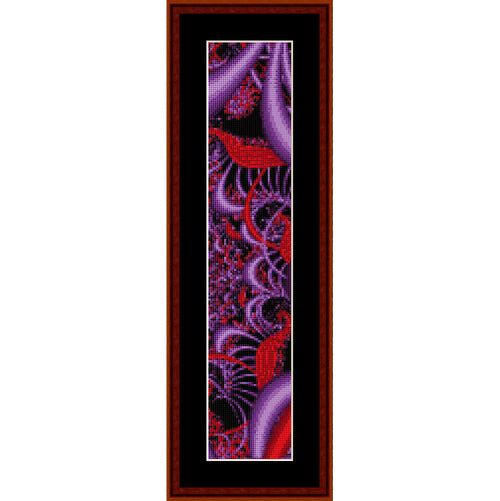 Decorative Counted Cross Stitch Pattern by Cross Stitch Collectibles bookmark with red and purple abstract design