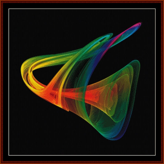 Colorful abstract Counted Cross Stitch Pattern by Cross Stitch Collectibles on a black background