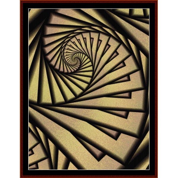 Abstract spiral Counted Cross Stitch Pattern by Cross Stitch Collectibles in brown tones