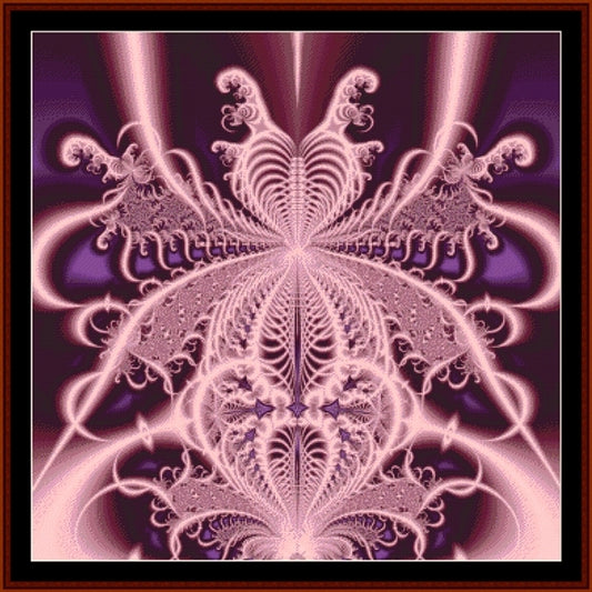 Fractal Counted Cross Stitch Pattern by Cross Stitch Collectibles with intricate patterns on a purple background