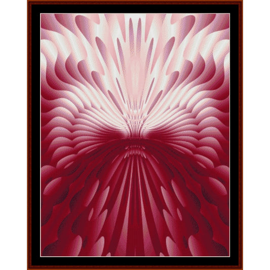 Counted Cross Stitch Pattern by Cross Stitch Collectibles with a pink and red abstract design