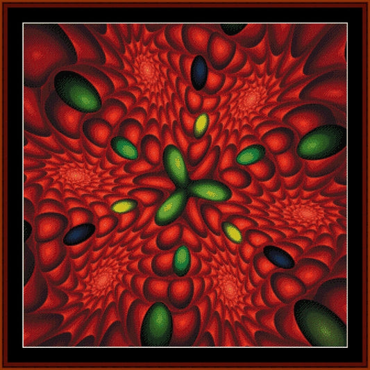Fractal Counted Cross Stitch Pattern by Cross Stitch Collectibles design with red and green patterns