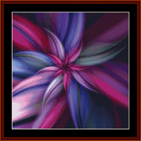 Colorful abstract Counted Cross Stitch Pattern by Cross Stitch Collectibles in a flower design
