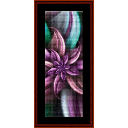 Counted Cross Stitch Pattern by Cross Stitch Collectibles of an abstract purple fractal flower 