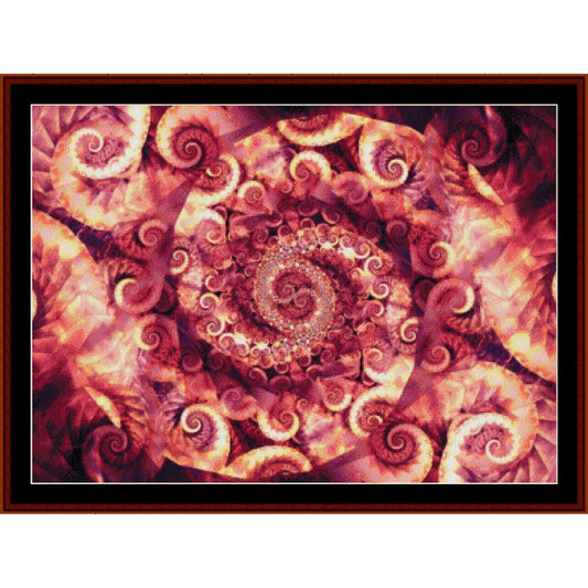 Counted Cross Stitch Pattern by Cross Stitch Collectibles of a spiral pattern with warm colors.