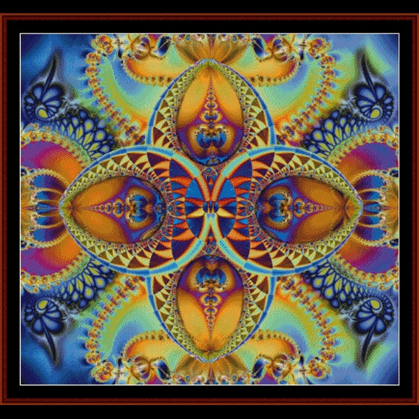 Colorful abstract Counted Cross Stitch Pattern by Cross Stitch Collectibles with intricate patterns and vibrant colors.