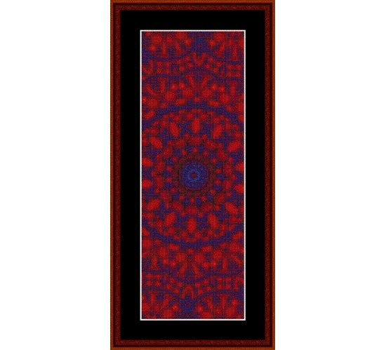 Counted Cross Stitch Pattern by Cross Stitch Collectibles with a red and blue geometric pattern
