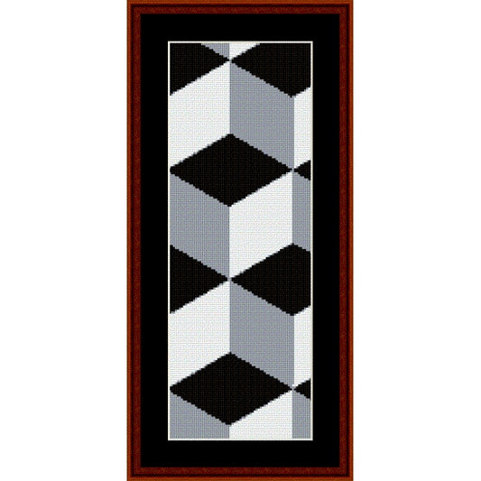 Geometric Counted Cross Stitch Pattern by Cross Stitch Collectibles with black, white, and gray triangles 