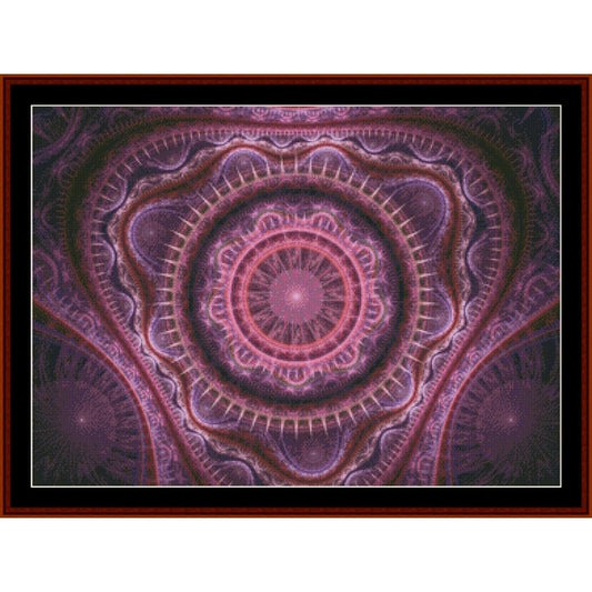 Counted Cross Stitch Pattern by Cross Stitch Collectibles of a purple and pink abstract circular design.