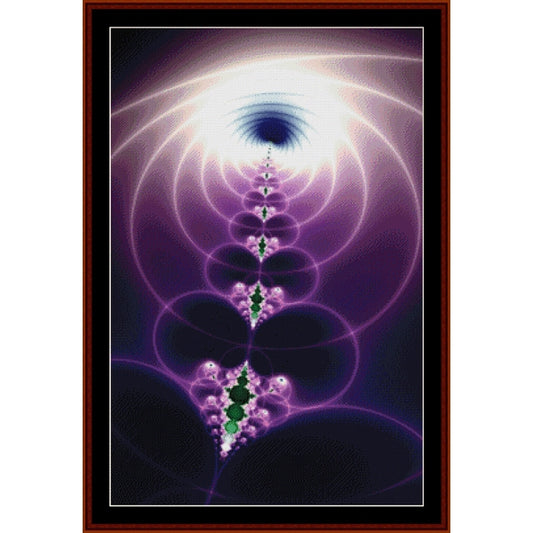 Counted Cross Stitch Pattern by Cross Stitch Collectibles with a purple and green abstract design