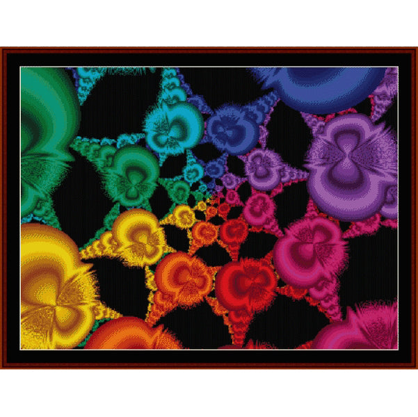 Colorful fractal Counted Cross Stitch Pattern by Cross Stitch Collectibles with a black background