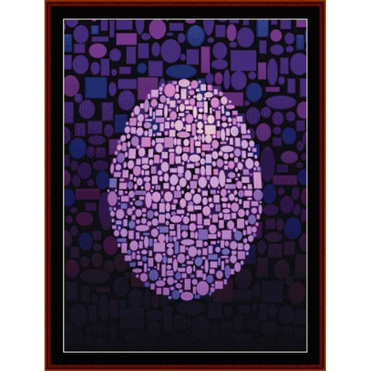 bstract art Counted Cross Stitch Pattern by Cross Stitch Collectibles with purple and blue circular patterns on a dark background