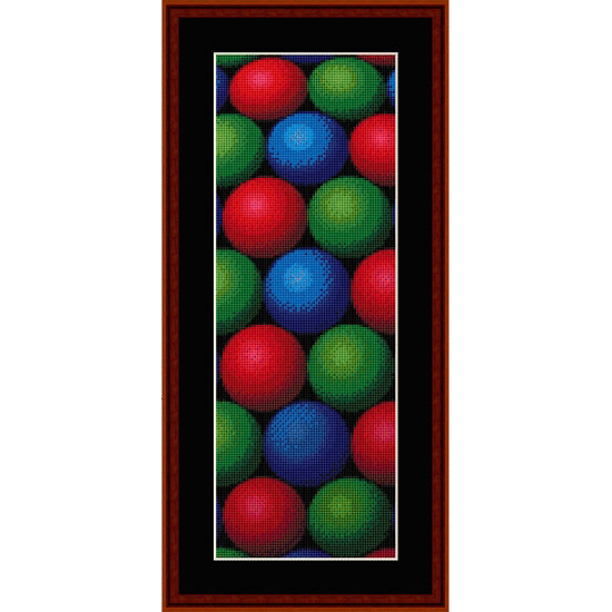 Counted Cross Stitch Pattern by Cross Stitch Collectibles of colorful balls on a black background