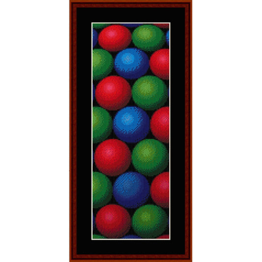 Counted Cross Stitch Pattern by Cross Stitch Collectibles of colorful balls on a black background