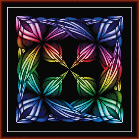 Colorful geometric Counted Cross Stitch Pattern by Cross Stitch Collectibles with a black background