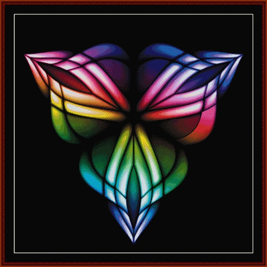 Colorful butterfly design on a black background - Counted Cross Stitch Pattern by Cross Stitch Collectibles