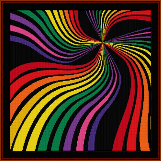 Colorful spiral Counted Cross Stitch Pattern by Cross Stitch Collectibles with a black background