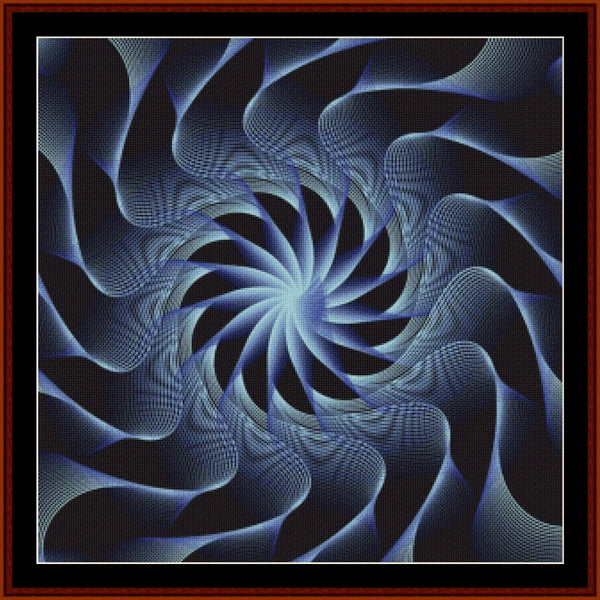 Abstract blue and black spiral Counted Cross Stitch Pattern by Cross Stitch Collectibles