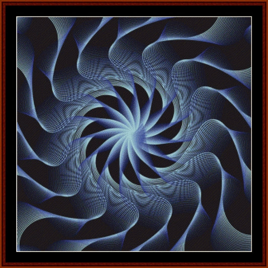 Abstract blue and black spiral Counted Cross Stitch Pattern by Cross Stitch Collectibles
