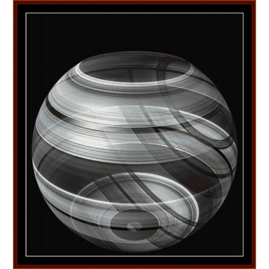 Black and white abstract sphere design - Counted Cross Stitch Pattern by Cross Stitch Collectibles