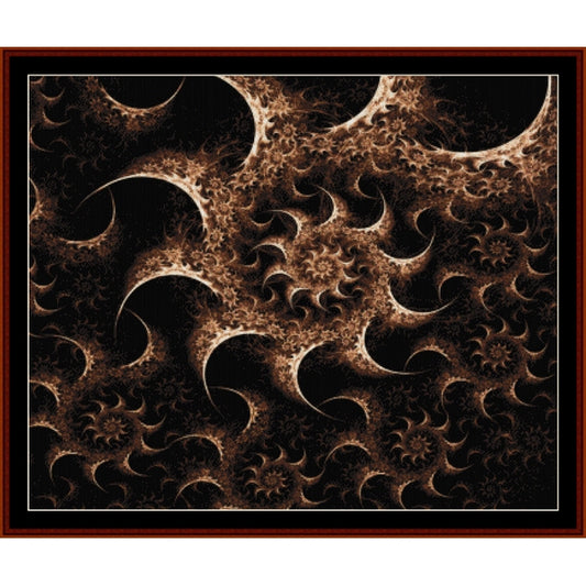 Fractal Counted Cross Stitch Pattern by Cross Stitch Collectibles with brown and black colors on a dark background