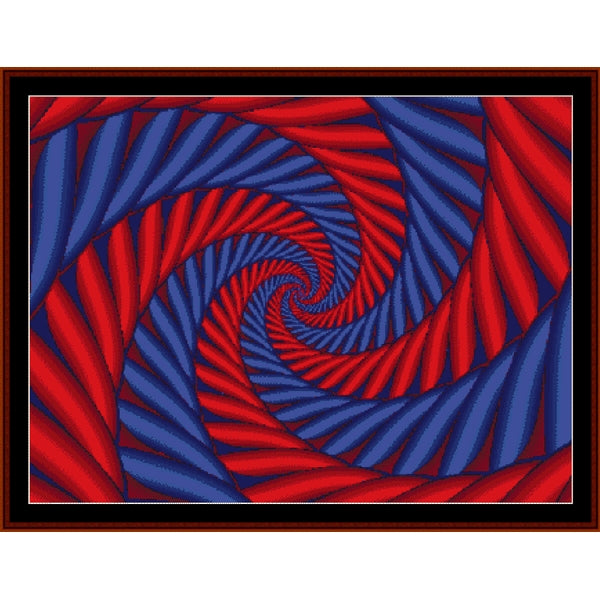 Red and blue spiral Counted Cross Stitch Pattern by Cross Stitch Collectibles
