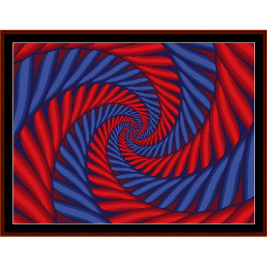 Red and blue spiral Counted Cross Stitch Pattern by Cross Stitch Collectibles