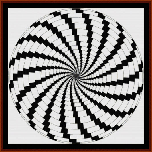 Black and white spiral Counted Cross Stitch Pattern by Cross Stitch Collectibles on a white background