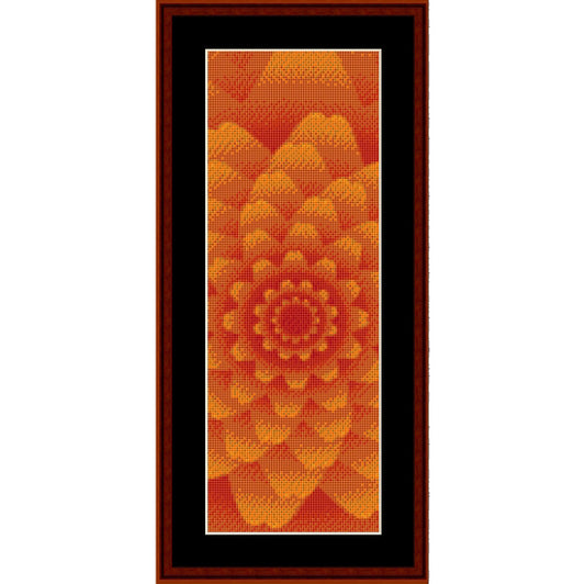 Counted Cross Stitch Pattern by Cross Stitch Collectibles with geometric pattern in orange and red 